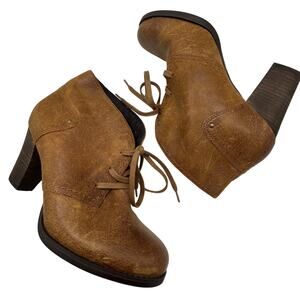 Clarks Ankle Boots Alpine Melt Brown Leather Heel Booties Dress Shoes Women's 8